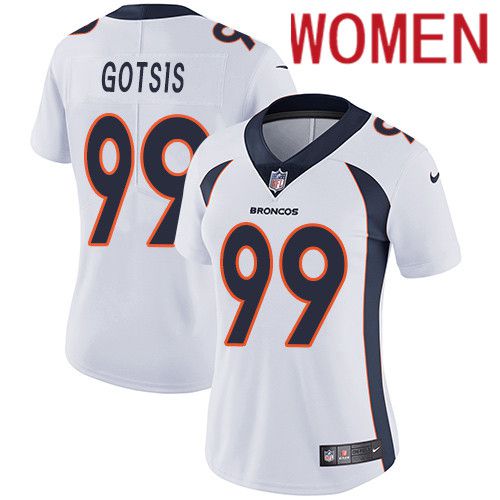 Women Denver Broncos #99 Adam Gotsis White Nike Vapor Limited NFL Jersey->women nfl jersey->Women Jersey